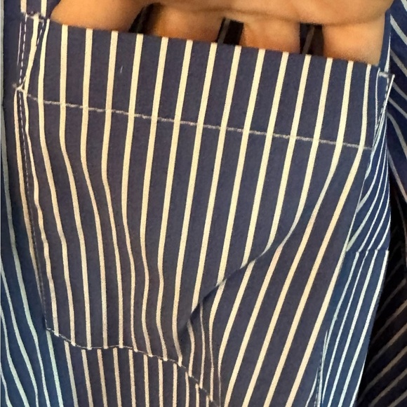 Universal Standard Shirt Dress Poplin Stretch Blue Stripe Button Up 4XS - Picture 10 of 12